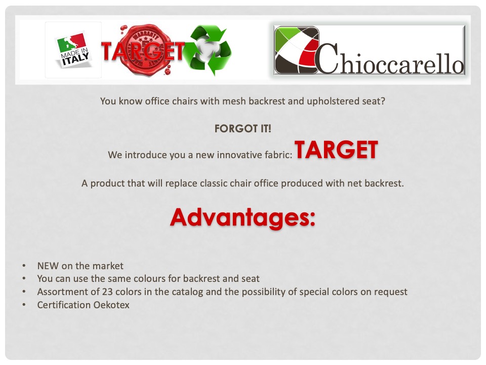 TARGET: A product that will replace classic chair office produced with net backrest
